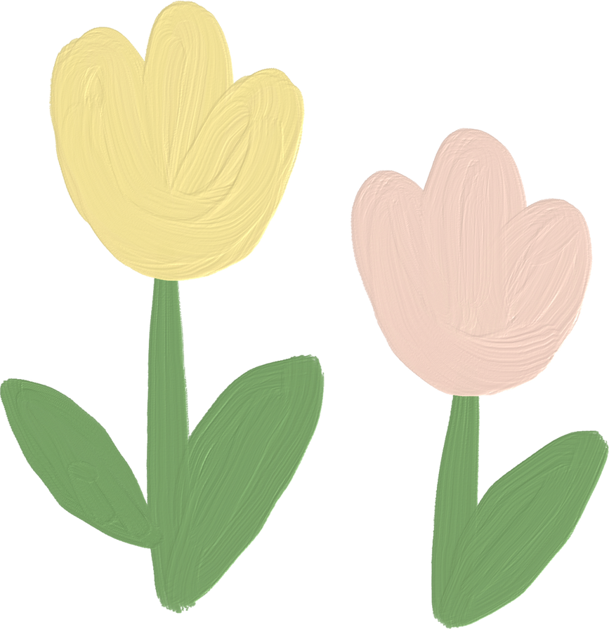 Handdrawn Painterly Cute Objects Tulip 2